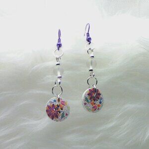 No. 113 Pretty handmade earrings with half-inch diameter buttons